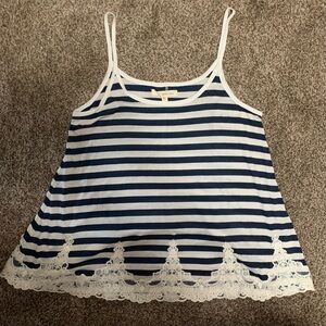 Rewind Navy and White Striped Tank Top